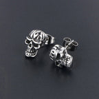 Skull Steel Earrings Punk Vintage 316L Biker Skeleton
