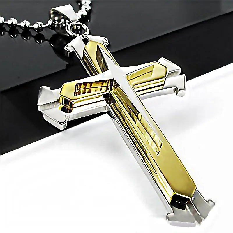Iced Out Cross Black Pendant Zircon Punk