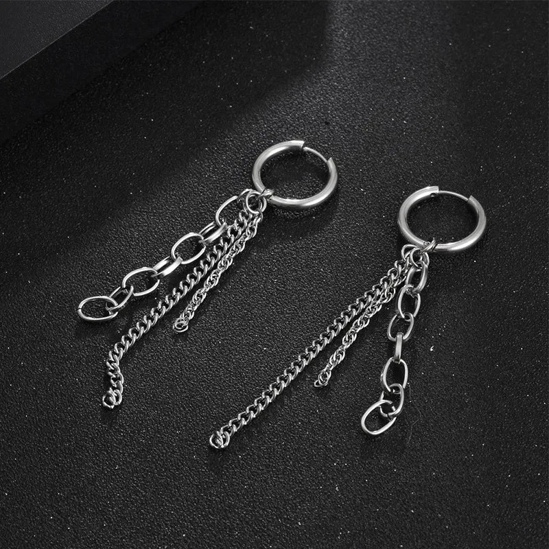 Fringed Chain Earrings — Stainless Steel