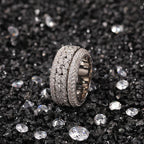 Rotatable Cuban Link Ring for Men — Iced Out CZ, Two-Tone