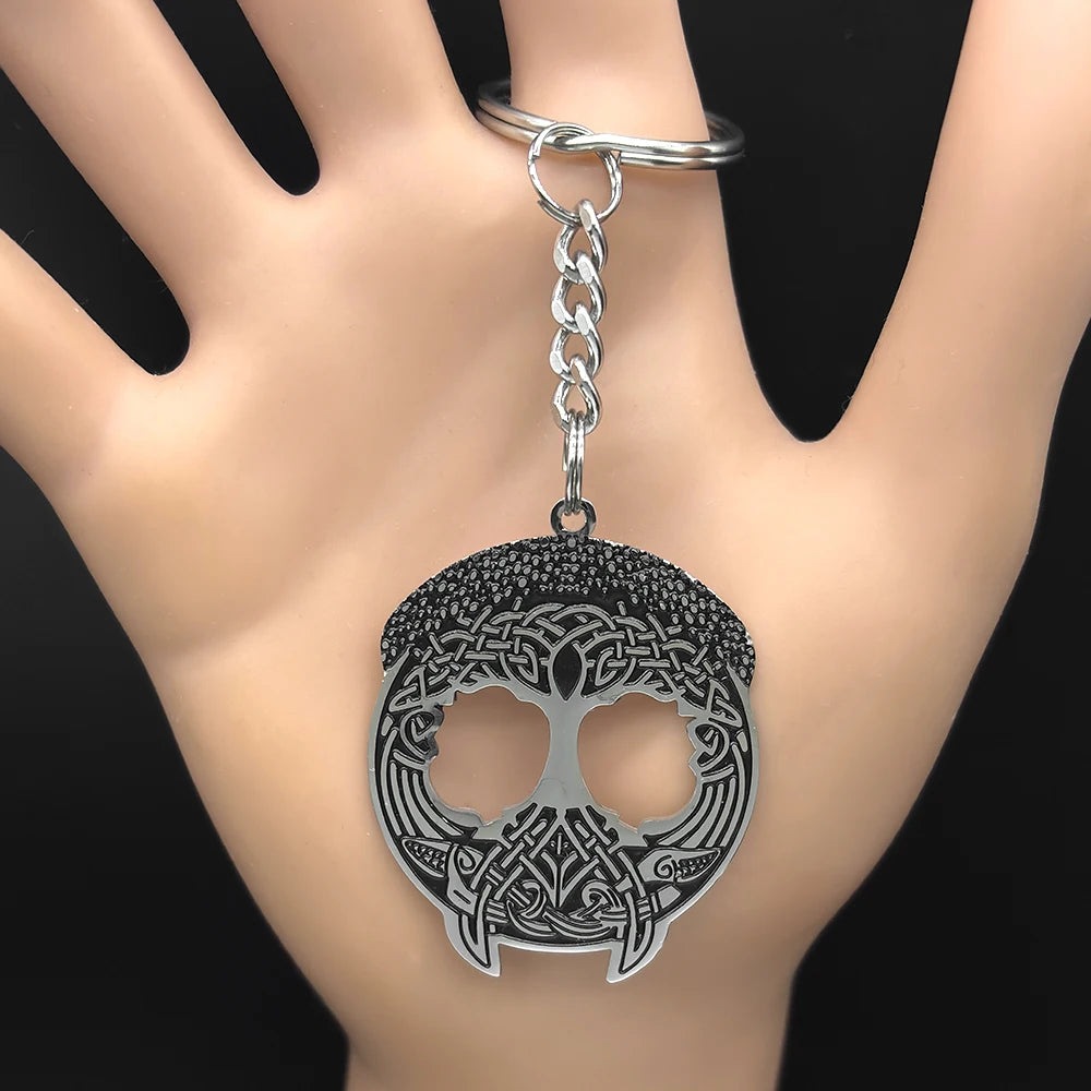 Tree Of Life Silver Ring Viking Knot Keychains