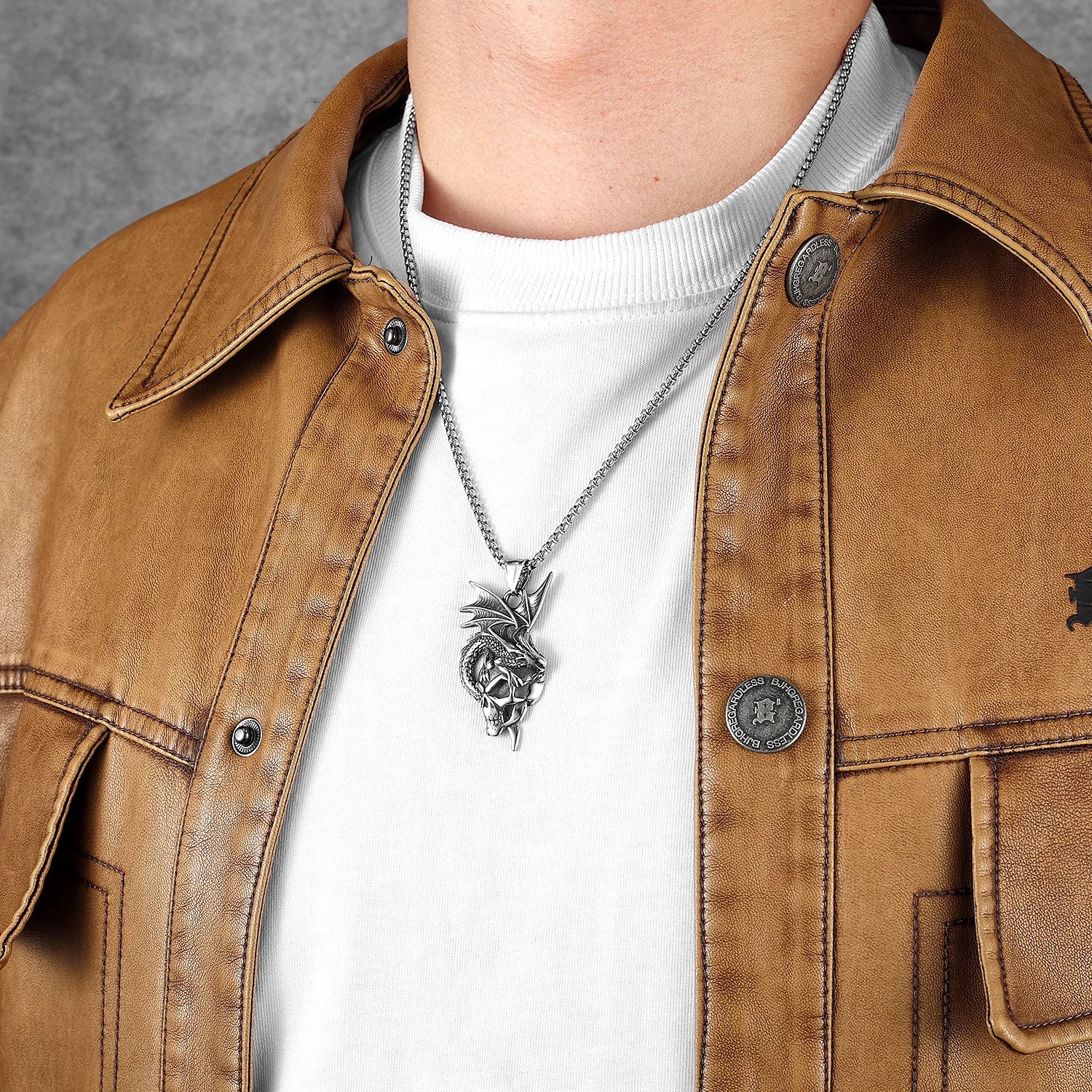Dragon Skull Stainless Steel Pendant Necklace
