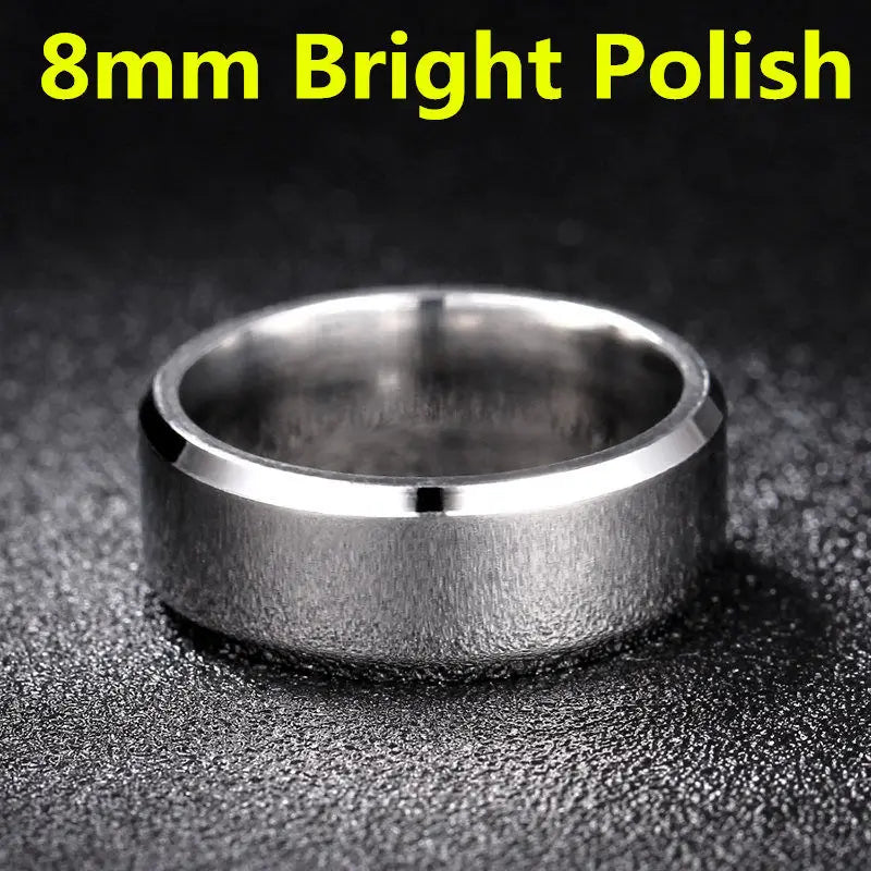 Brushed Dull Polish Silver Band Ring 4-8mm — Stainless Steel