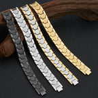 16MM Gold Color Stainless Steel Men's Magnetic Therapy Bracelets For Arthritis Pain Relief and Carpal Tunnel Bracelet