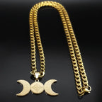 Celtic Moon Pendant Necklace — Stainless Steel