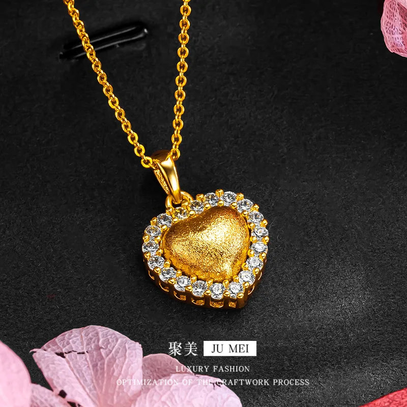 Iced Out Heart Gold Pendant Necklace