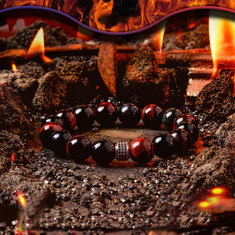 Block Volcanic Lava Stone Bracelet Men Black Classic Matte Obisidian Labradorite Bead Jewelry Women Birthday Gift for