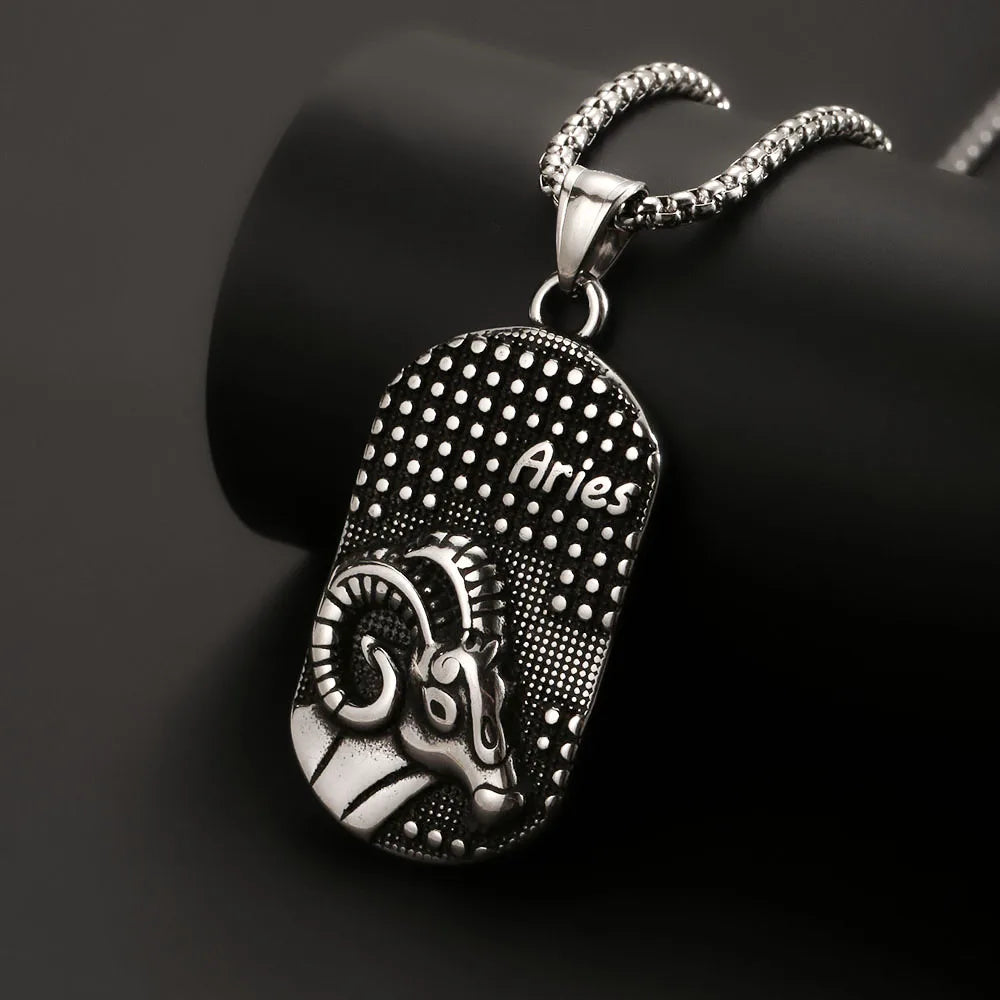 1PC Stainless Steel Scorpio Gemini 12 Zodiac Sign Necklace for Men  Leo Cancer Constellation Pendant Necklace Man Birthday Gift