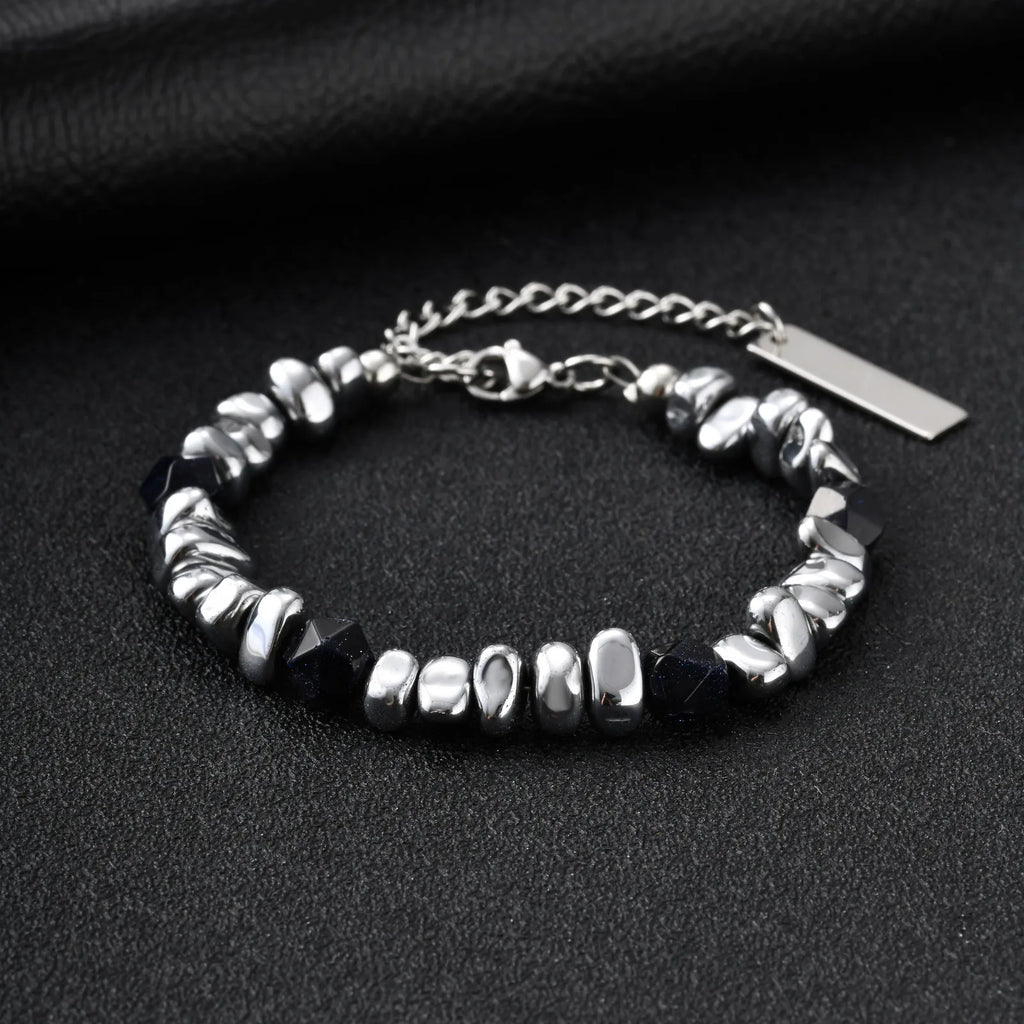 Adjustable Beaded Bracelet for Men — Stainless Steel