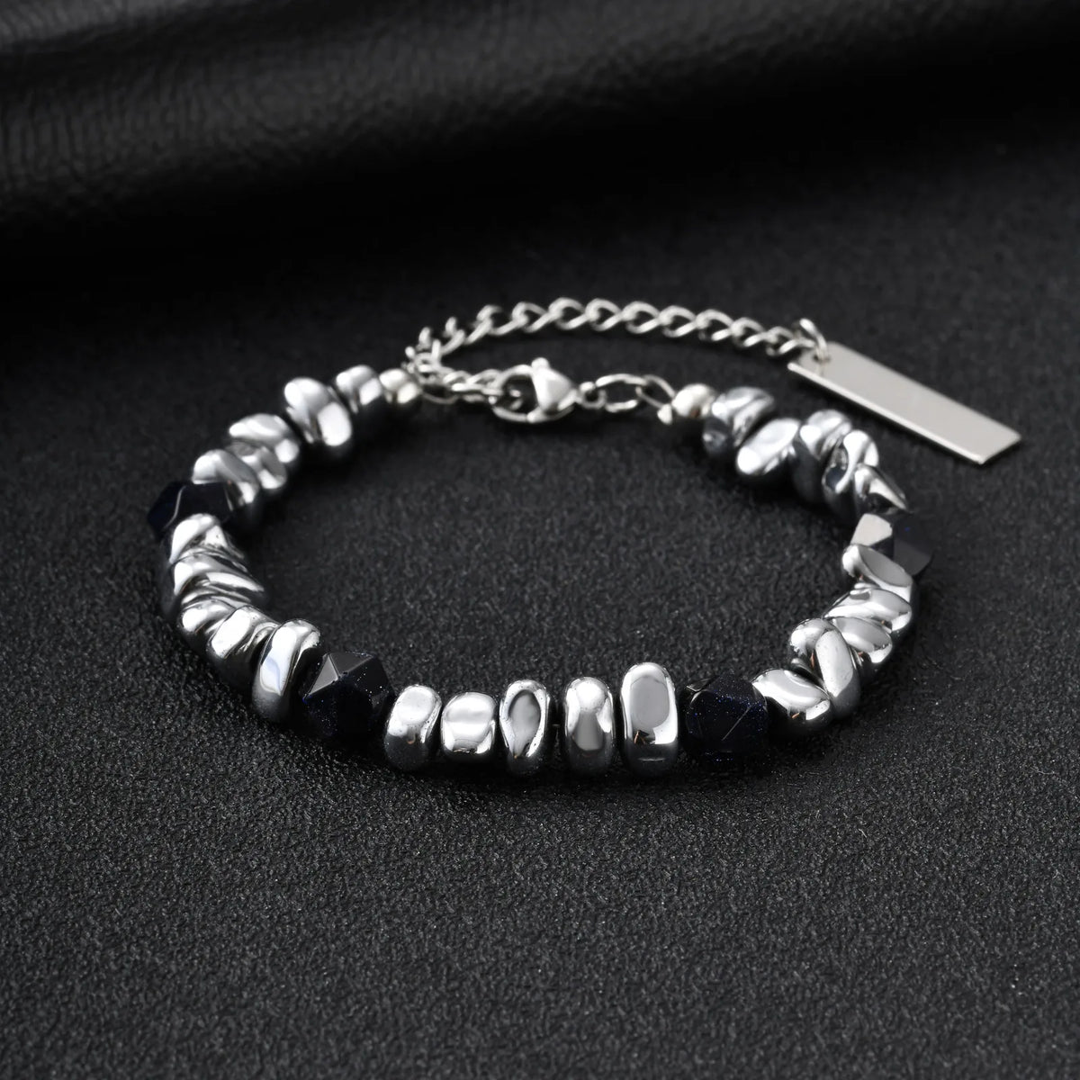 Adjustable Beaded Bracelet for Men — Stainless Steel