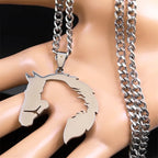 Horse Steel Pendant Silhouette Hollow Horsehead