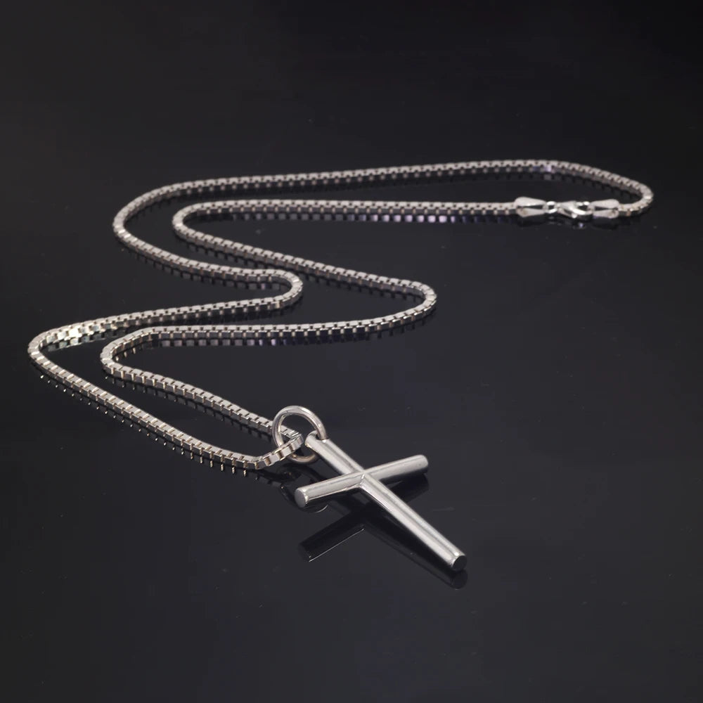 Real Solid 925 Sterling Silver Cross Pendant For Men And Women Smooth High Polishing Simple Design Jesus Christ Jewelry