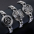 Medieval Norse Viking Rune Wolf Bracelet Man Stainless Steel Valknut Witch Knot Compass Bracelet for Men Scandinavian