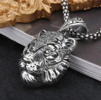 Domineering Ferocious Tiger Head Pendant Stainless Steel Animal Necklace Men's Punk Trend Cool Jewelry Boy Gift