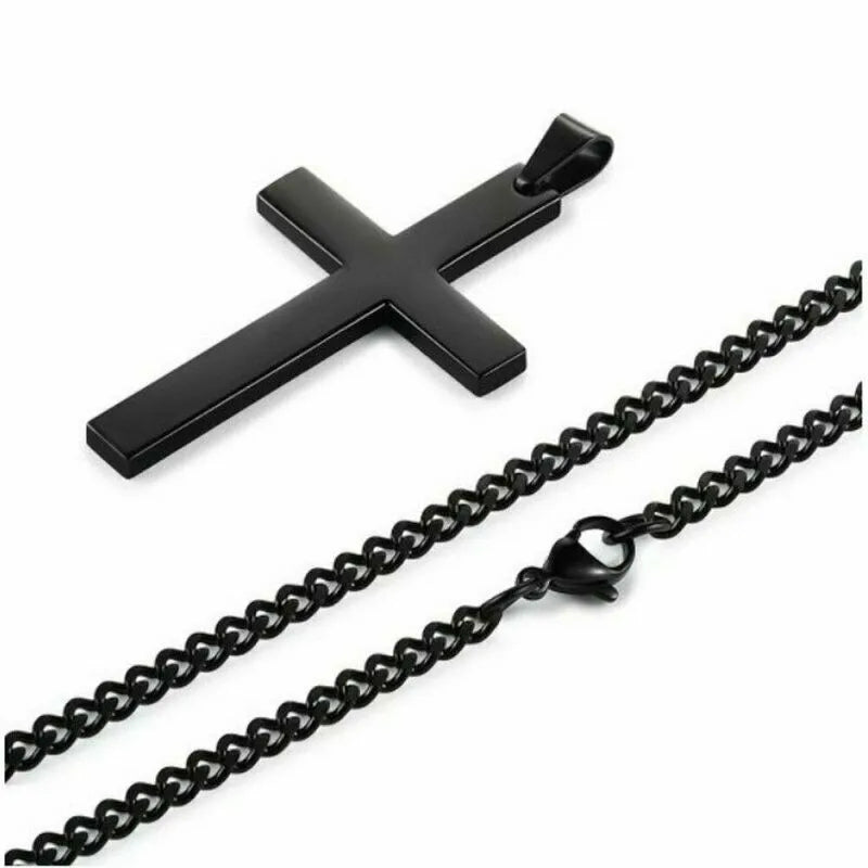 3-piece Set of Three-Colored Smooth Cross Cuban Chain Necklace in Minimalist Neutral Style, Suitable for Daily Commute