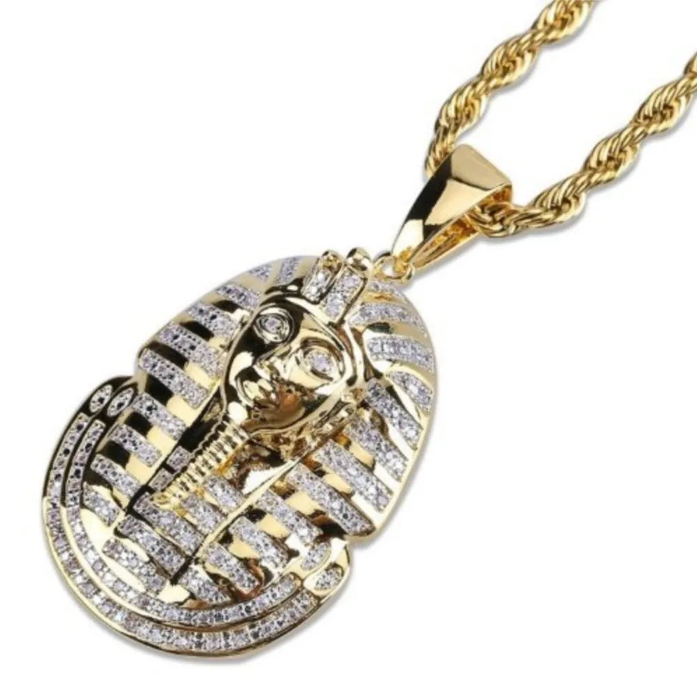 Gold Egyptian Pharaoh Pendant Necklace Statement