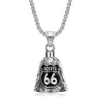 Pirate Skull Moto Bell Pendant Necklace — Gothic Motorcycle Rider