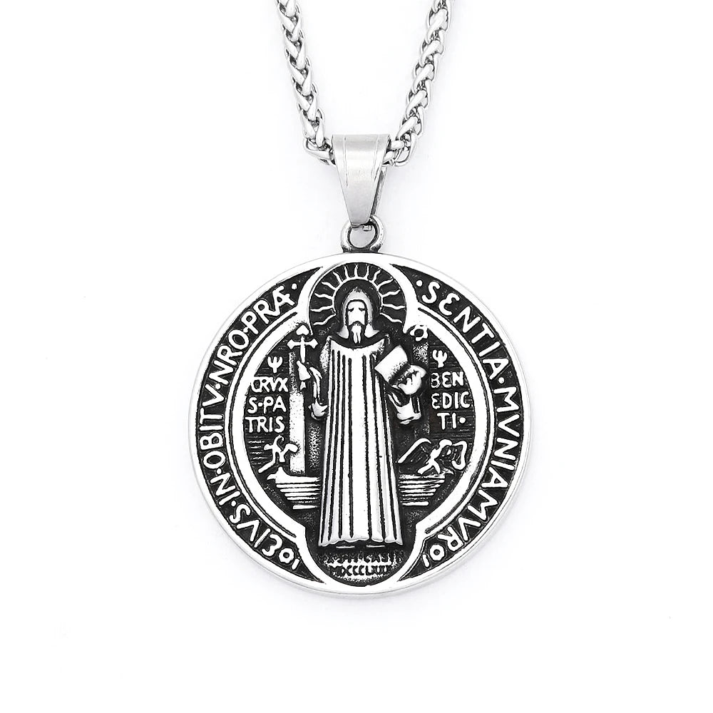 Saint Benedict Steel Pendant Vintage 316L Exorcism
