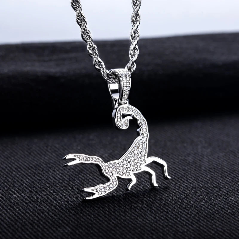 Iced Out Scorpion Pendant — 925 Silver