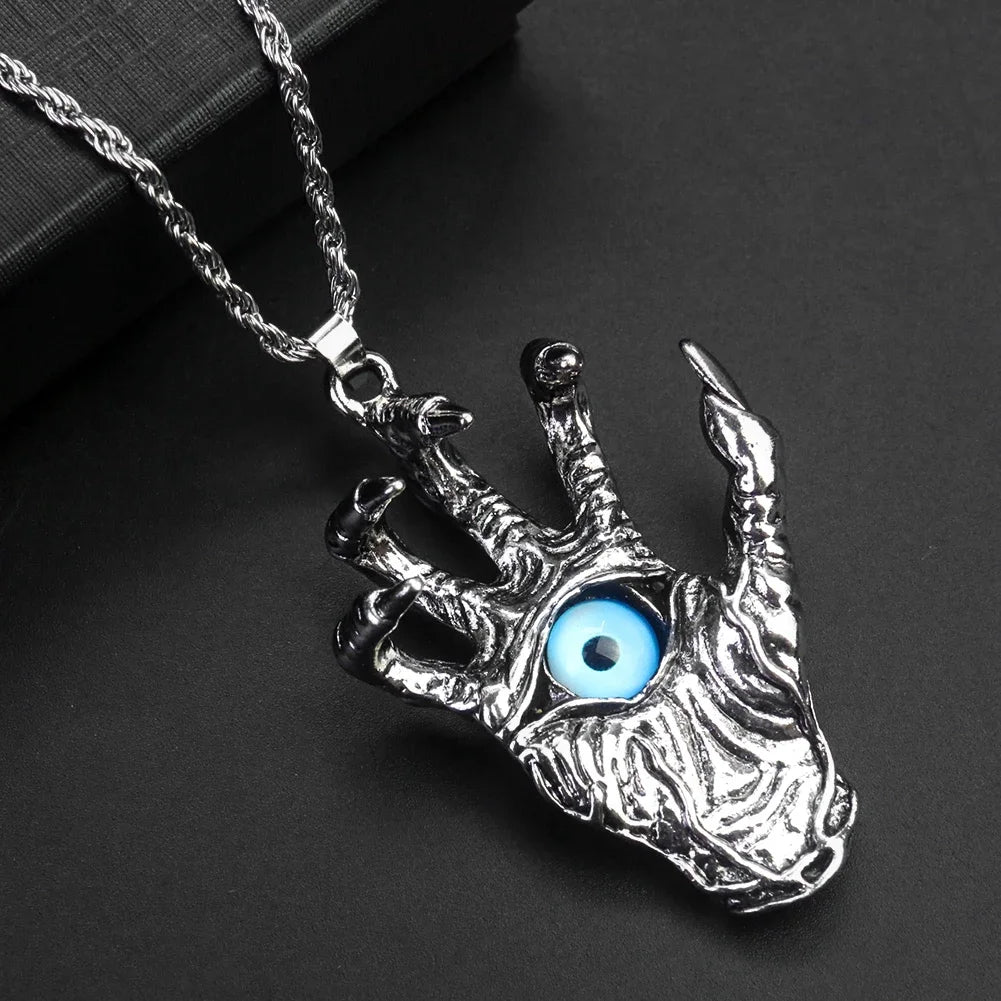 Monster Claw Palm Bones Pendant Necklace — 3D Sweater Chain