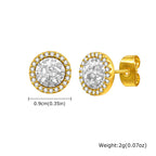 Zircon Stud Earrings — Stainless Steel