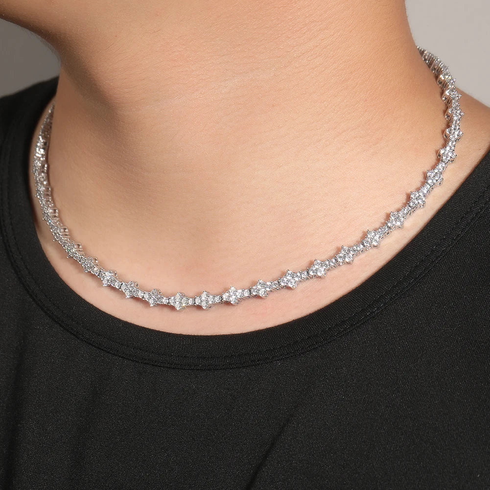 THE BLING KING Honeycomb Tennis Chain Necklace Prong Setting 5A Cubic Zirconia Choker HipHop Fashion Jewelry For Party