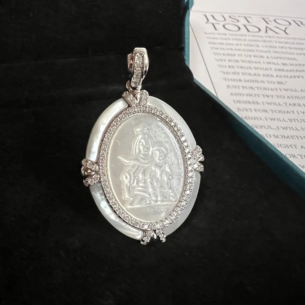 Virgin Mary Silver Pendant Necklace