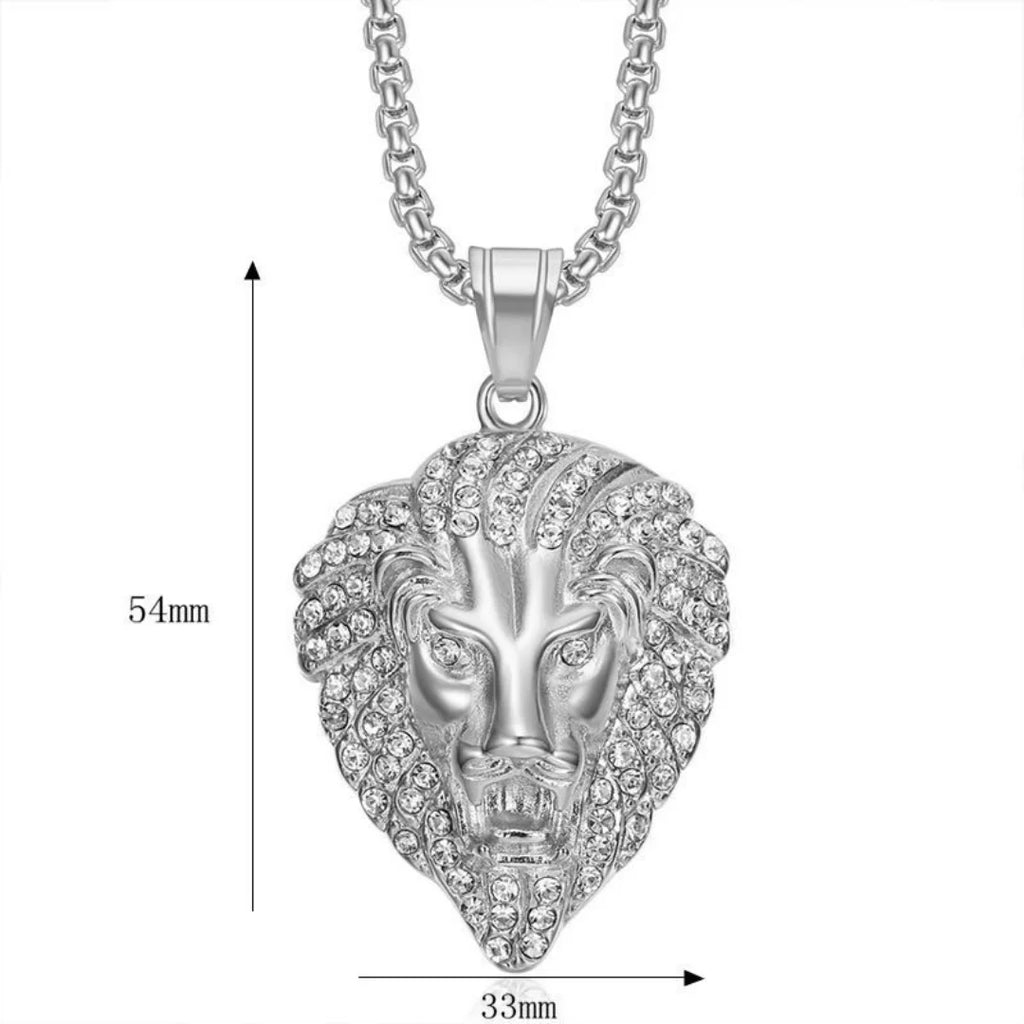 Iced Out Lion Gold Pendant Necklace