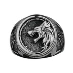 Viking Valknut Rune Wolf Head Ring Men's Fashion Personality Animal Stainless Steel Finger Ring Biker Party Club