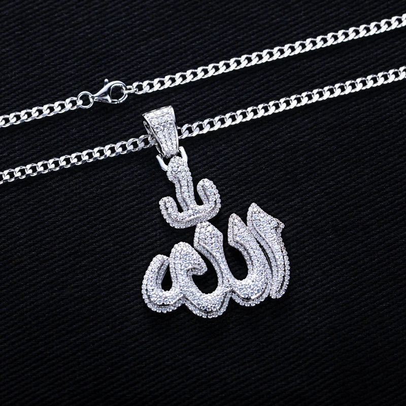 Iced Out Allah Pendant — 925 Silver