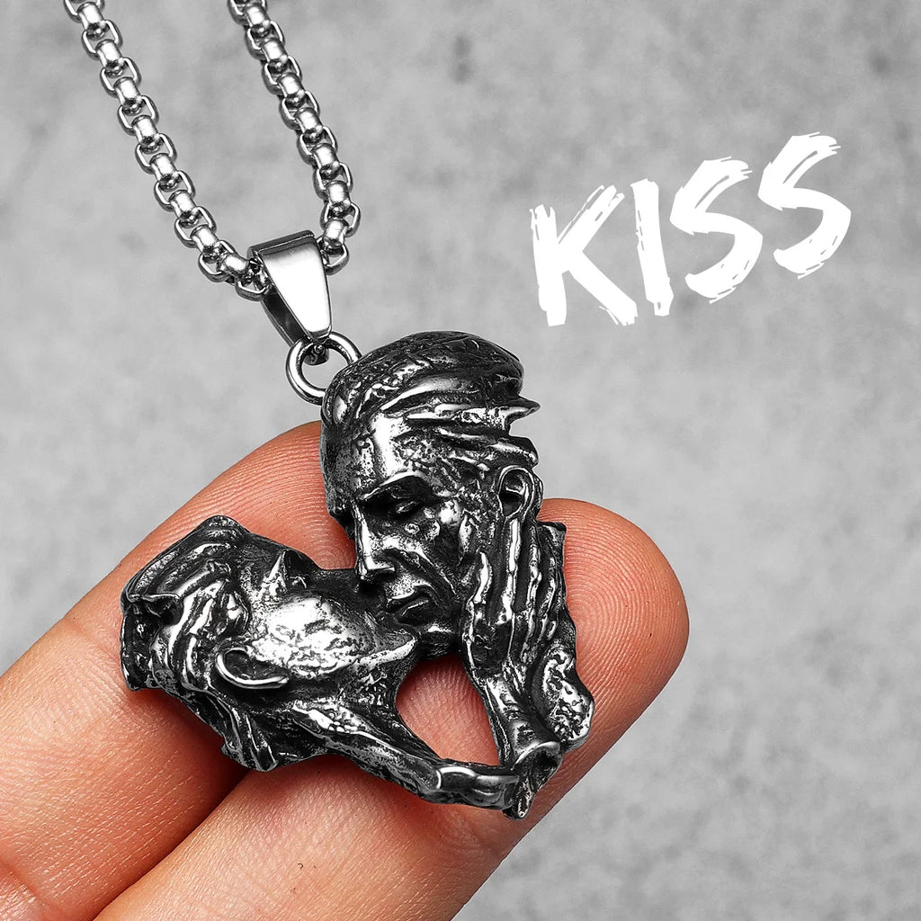 Angel Kiss Pendant Necklace — Stainless Steel