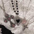 Y2K Spike Cross Pendant Necklace