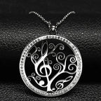 Iced Out Tree of Life Silver Necklace — Stainless Steel