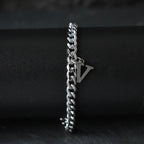A-Z Initial Letter Cuban Chain Bracelet — Stainless Steel