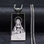 Jesus Cross & Virgin Mary Cutout Necklace — Stainless Steel