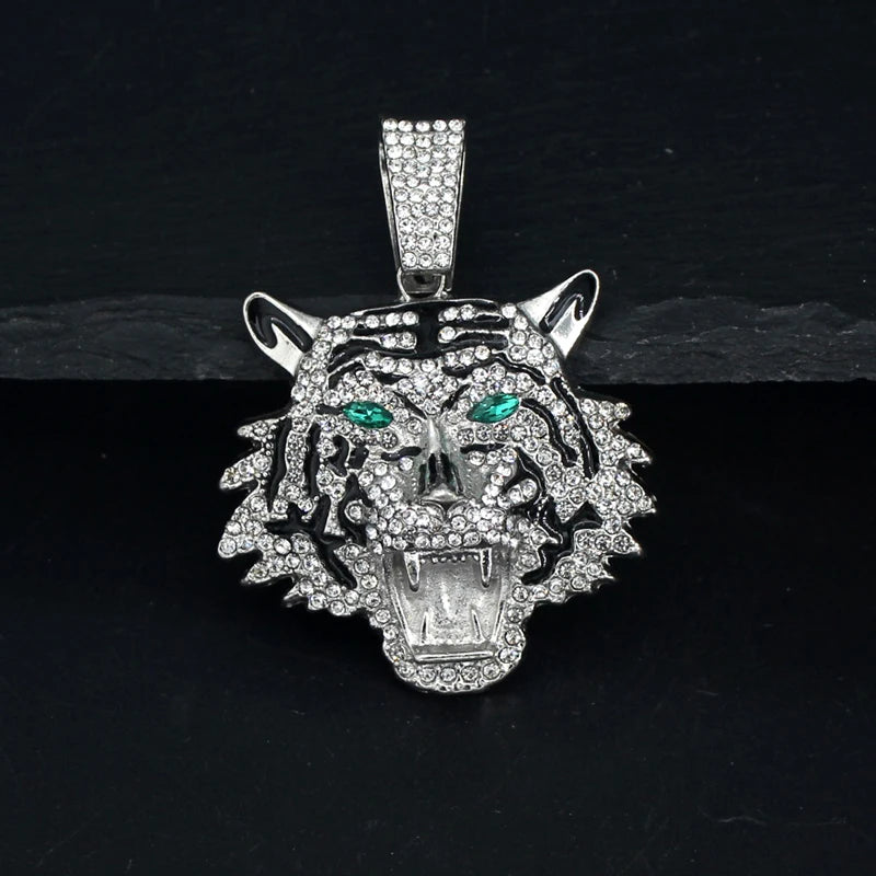 Iced Out 3D Tiger Cuban Pendant — Gold