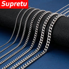 Punk Curb Cuban Link Chain Men Women Stainless Steel Long Necklace Fashion Tide Hip Hop Sweater Accessories Party Jewelry Gifts
