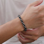 Chunky Twisted Chain Bracelets for Men Boys,Stainless Steel Antique Grey Wristband,Rock Punk Jewelry Gifts