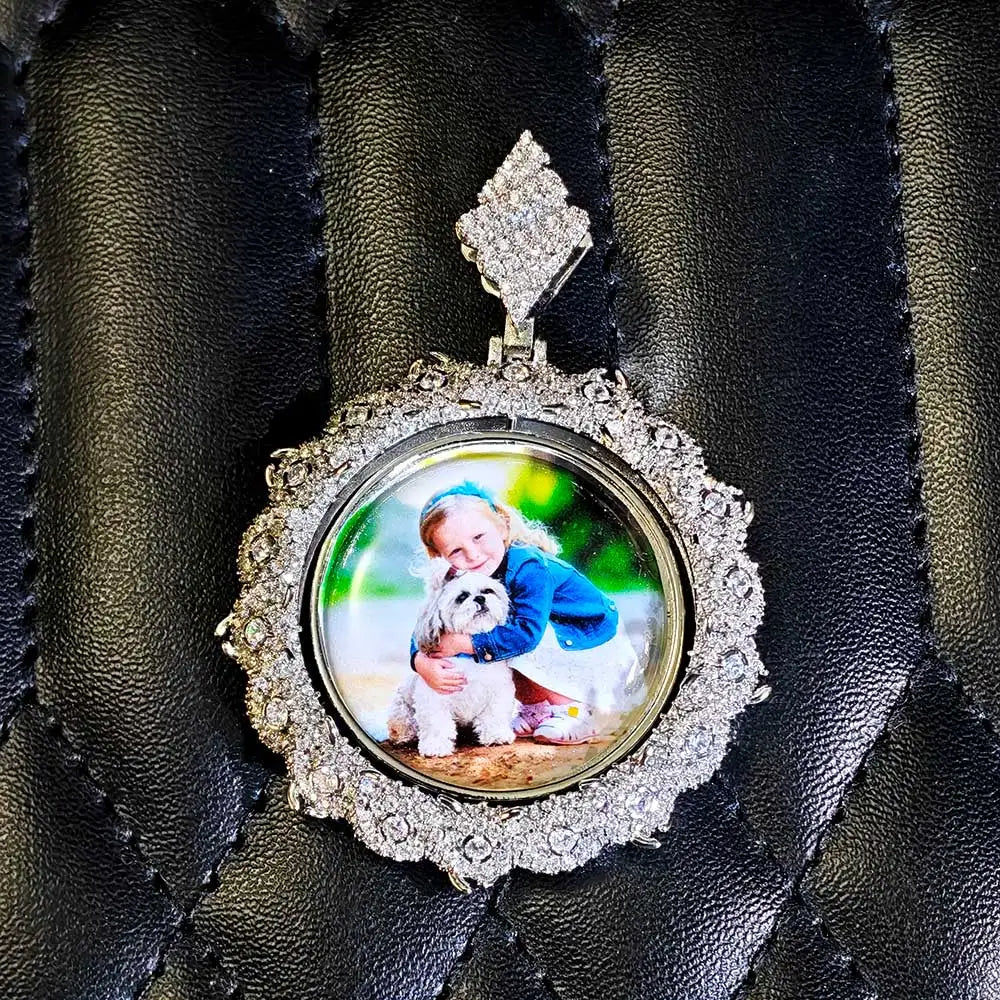 Statement Photo Pendant Necklace Rotating