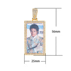 Iced Out Photo Pendant Necklace Rectangle