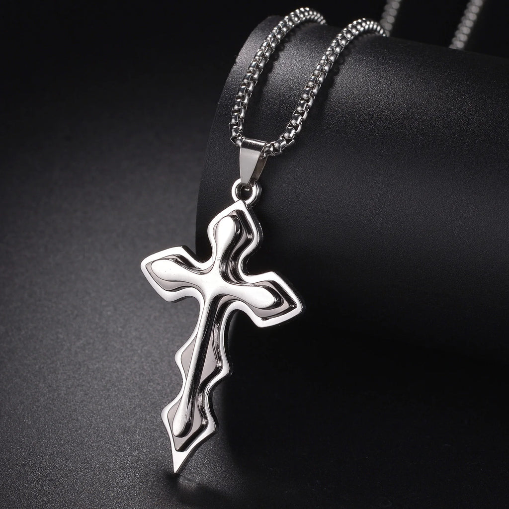 Christian Jesus Cross Necklace For Women Men Stainless Steel Chains Choker Religion Pendants Jewelry Prayer Baptism Gift