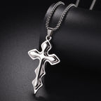 Christian Jesus Cross Necklace For Women Men Stainless Steel Chains Choker Religion Pendants Jewelry Prayer Baptism Gift