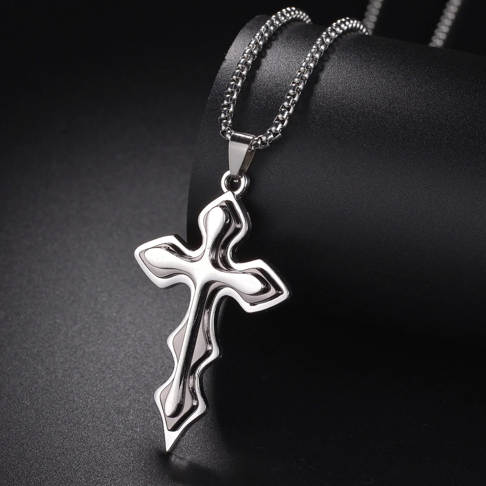Christian Jesus Cross Necklace For Women Men Stainless Steel Chains Choker Religion Pendants Jewelry Prayer Baptism Gift