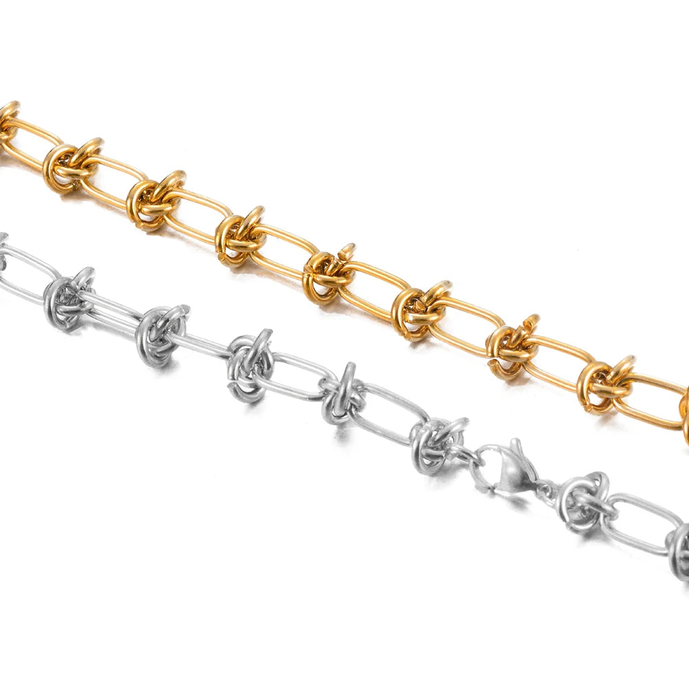 Knotted Twisted Link Chain Bracelet — Stainless Steel