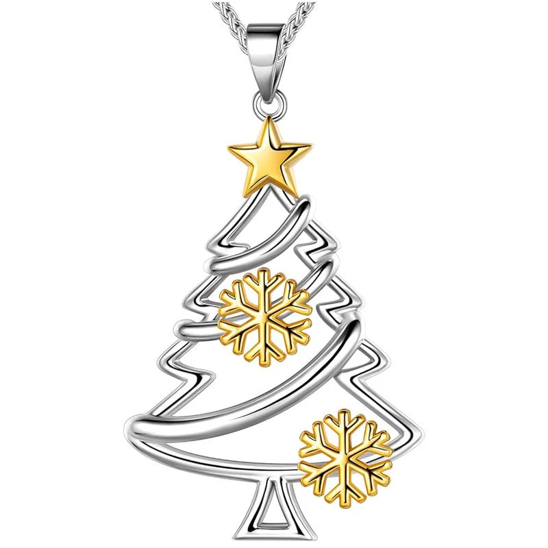 Hollow Christmas Tree Pendant Necklace, 16 Inch Chain