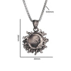 Sun Hugging Moon Round Pendant — Stainless Steel
