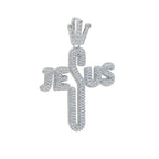 New Iced Out Bling CZ Cross Pendant Necklace Silver Color Prong Setting Cubic Zirconia Jesus Charm Men Women Hip Hop