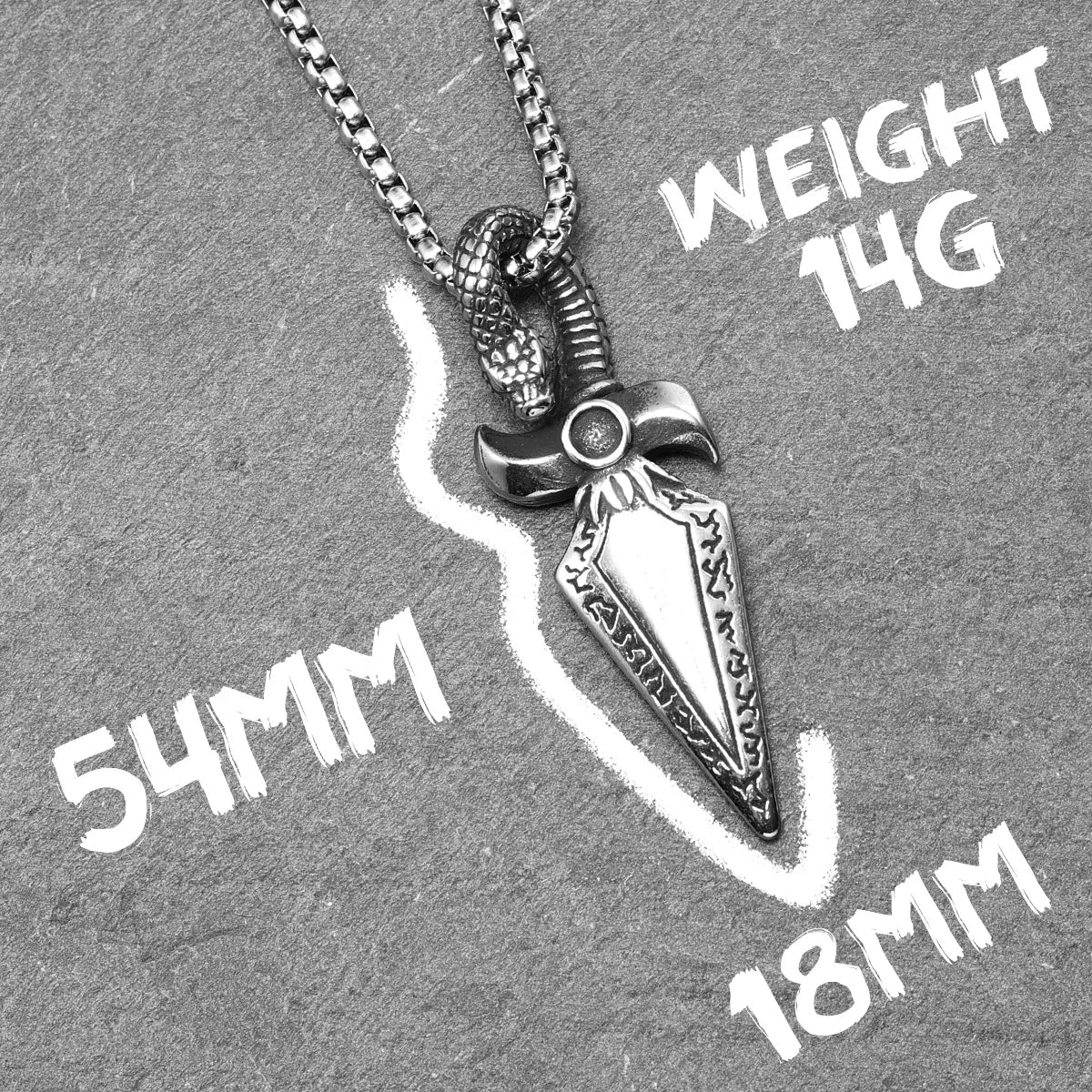 Snake Dagger Pendant — Stainless Steel