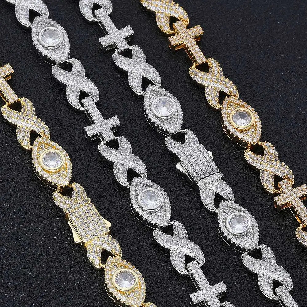 Cross Chain Necklace Iced Out Eye CZ Diamond
