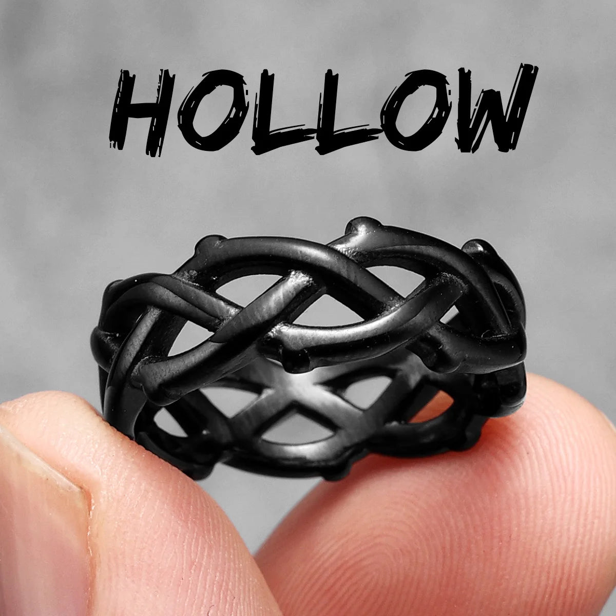 Weaving Hollow Stainless Steel Mens Rings Trendy Simple Unique Stylish for Male Boyfriend Jewelry Creativity Gift